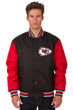 Kansas City Chiefs Poly Twill Varsity Jacket - Black/Red