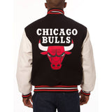 Chicago Bulls JH Design Domestic Two-Tone Wool and Leather Jacket-Black