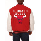 Chicago Bulls JH Design Domestic Two-Tone Wool and Leather Jacket-Red