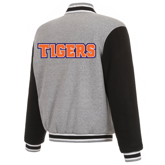 Clemson Tigers Two-Tone Reversible Fleece Jacket - Gray/Black - J.H. Sports Jackets