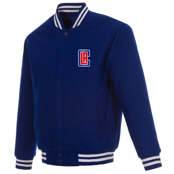 Los Angeles Clippers Reversible Wool Jacket Embroidered Logos JH Design - Royal