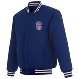 Los Angeles Clippers Reversible Wool Jacket Embroidered Logos JH Design - Royal