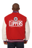 Los Angeles Clippers  Domestic Two-Tone Wool and Leather Jacket-Red/White