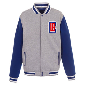 Los Angeles Clippers  JH Design Two-Tone Reversible Fleece Jacket - Gray/Royal