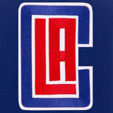 Los Angeles Clippers - JH Design Reversible Fleece Jacket with Faux Leather Sleeves - Royal/White