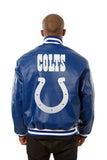 Indianapolis Colts Handmade Full Leather Snap Jacket - Royal