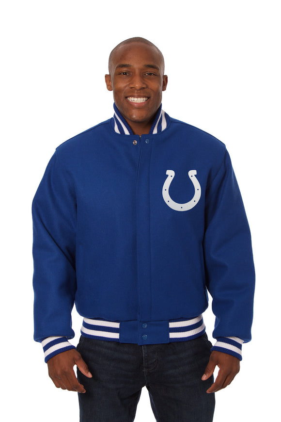 Indianapolis Colts JH Design Wool Handmade Full-Snap Jacket - Royal - J.H. Sports Jackets