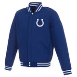 Indianapolis Colts - JH Design Reversible Fleece Jacket with Faux Leather Sleeves - Royal/White