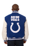 Indianapolis Colts Two-Tone Wool and Leather Jacket - Royal/White