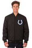 Indianapolis Colts Wool & Leather Reversible Jacket w/ Embroidered Logos - Charcoal/Black