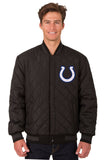 Indianapolis Colts Wool & Leather Reversible Jacket w/ Embroidered Logos - Charcoal/Black