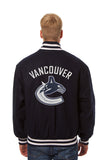 Vancouver Canucks JH Design Wool Handmade Full-Snap Jacket - Navy - J.H. Sports Jackets