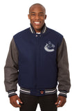 Vancouver Canucks Handmade All Wool Two-Tone Jacket - Navy/Grey - J.H. Sports Jackets