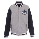 NHL Vancouver Canucks JH Design Two-Tone Reversible Fleece Jacket - Gray/Navy