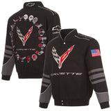 Authentic Corvette Racing Embroidered Twill  Jacket-Black-Special Edition JH Design