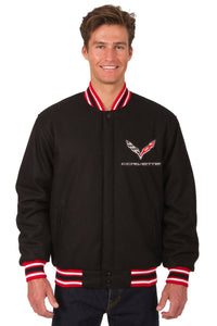 Corvette Wool Varsity Jacket - Black/Red