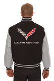 Corvette Embroidered Wool & Leather Jacket - Black/Grey