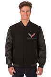 Corvette Wool & Leather Reversible Varsity Jacket - Black