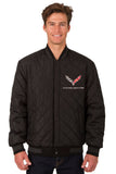 Corvette Wool & Leather Reversible Varsity Jacket - Black