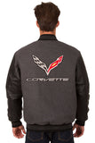 Corvette Wool & Leather Reversible Varsity Jacket - Charcoal/Black