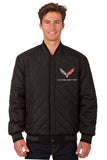 Corvette Wool & Leather Reversible Varsity Jacket - Charcoal/Black