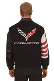 Corvette Embroidered Wool & Leather Jacket - Black/Red