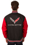 GM. Corvette Poly Twill Varsity Jacket - Black/Red. JH Design