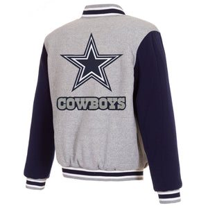 Dallas Cowboys Two-Tone Reversible Fleece Jacket - Gray/Navy