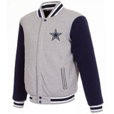 Dallas Cowboys Two-Tone Reversible Fleece Jacket - Gray/Navy