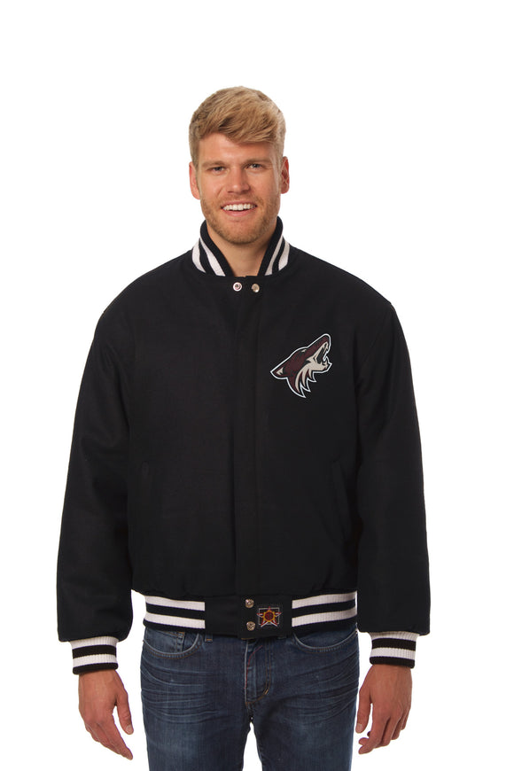 Arizona Coyotes JH Design Wool Handmade Full-Snap Jacket - Black - J.H. Sports Jackets