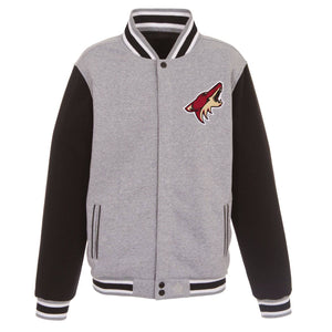 NHL Arizona Coyotes JH Design Two-Tone Reversible Fleece Jacket - Gray/Black