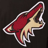 Arizona Coyotes Wool & Leather Reversible Jacket w/ Embroidered Logos - Black