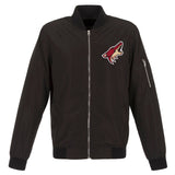 Arizona Coyotes JH Design Lightweight Nylon Bomber Jacket – Black