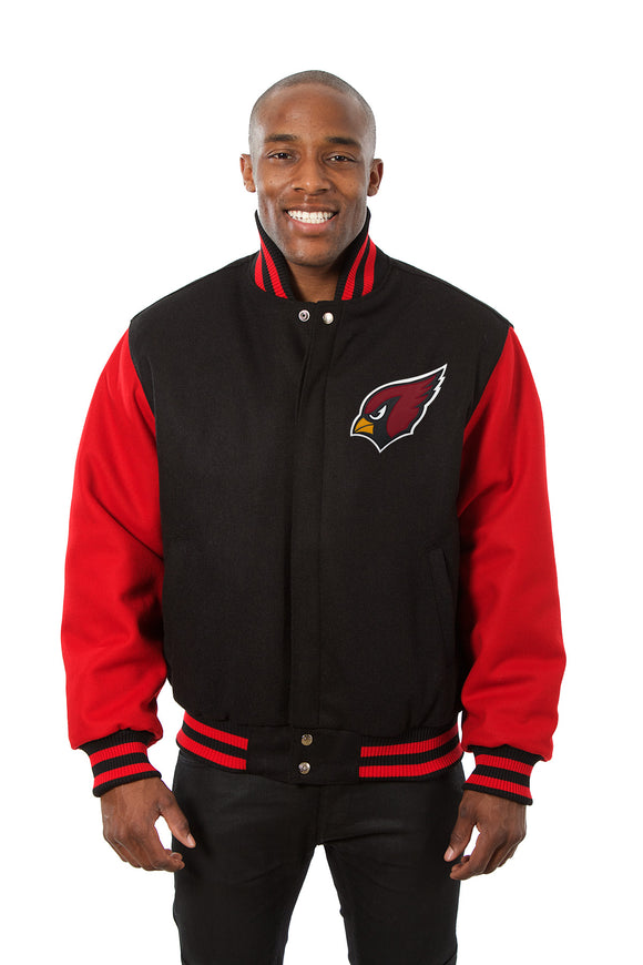 Arizona Cardinals JH Design Wool Handmade Full-Snap Jacket - Black/Red - J.H. Sports Jackets