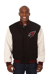 Arizona Cardinals Domestic Two-Tone Handmade Wool and Leather Jacket-Black/White - J.H. Sports Jackets