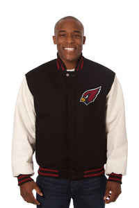 Arizona Cardinals Domestic Two-Tone Handmade Wool and Leather Jacket-Black/White