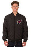 Arizona Cardinals Wool & Leather Reversible Jacket w/ Embroidered Logos - Charcoal/Black