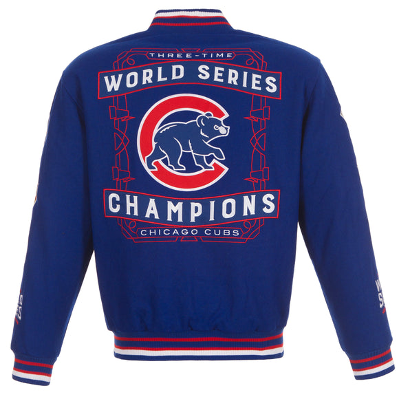 Chicago Cubs Commemorative Reversible Wool Championship Jacket - Royal - J.H. Sports Jackets