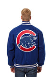 Chicago Cubs Wool Jacket w/ Handcrafted Leather Logos - Royal