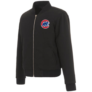 Chicago Cubs JH Design Reversible Women Fleece Jacket - Black