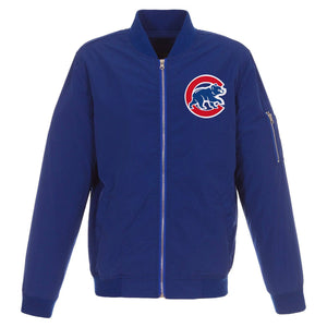 Chicago Cubs JH Design Lightweight Nylon Bomber Jacket – Royal