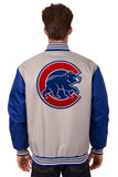 Chicago Cubs Poly Twill Varsity Jacket - Gray/Royal