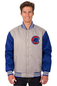 Chicago Cubs Poly Twill Varsity Jacket - Gray/Royal