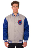 Chicago Cubs Poly Twill Varsity Jacket - Gray/Royal