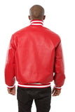 JH Design - All-Leather Varsity Jacket - Red