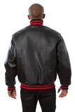 JH Design - All-Leather Varsity Jacket - Black/Red