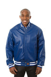 JH Design - All-Leather Varsity Jacket - Royal