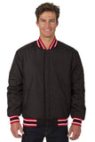 JH Design - All-Wool Varsity Jacket - Reversible - Black/Red