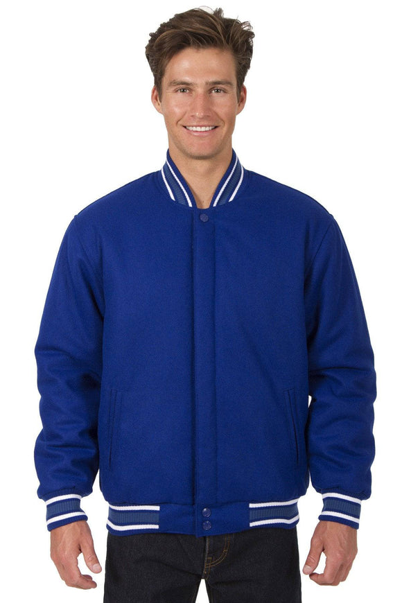 JH Design - All-Wool Varsity Jacket - Reversible - Royal