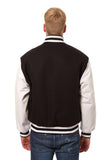 JH Design - Wool and Leather Varsity Jacket - Black/White